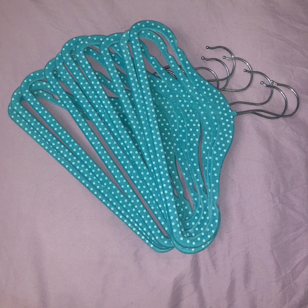 Kids velvet aqua polka dot hangers